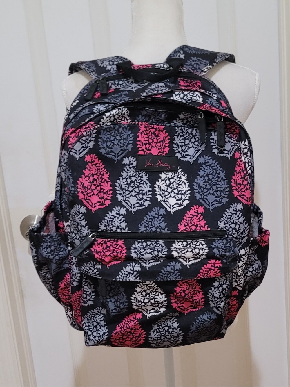 Vera Bradley Lighten Up Grande Laptop Backpack Northern Lights Pink Gray Black